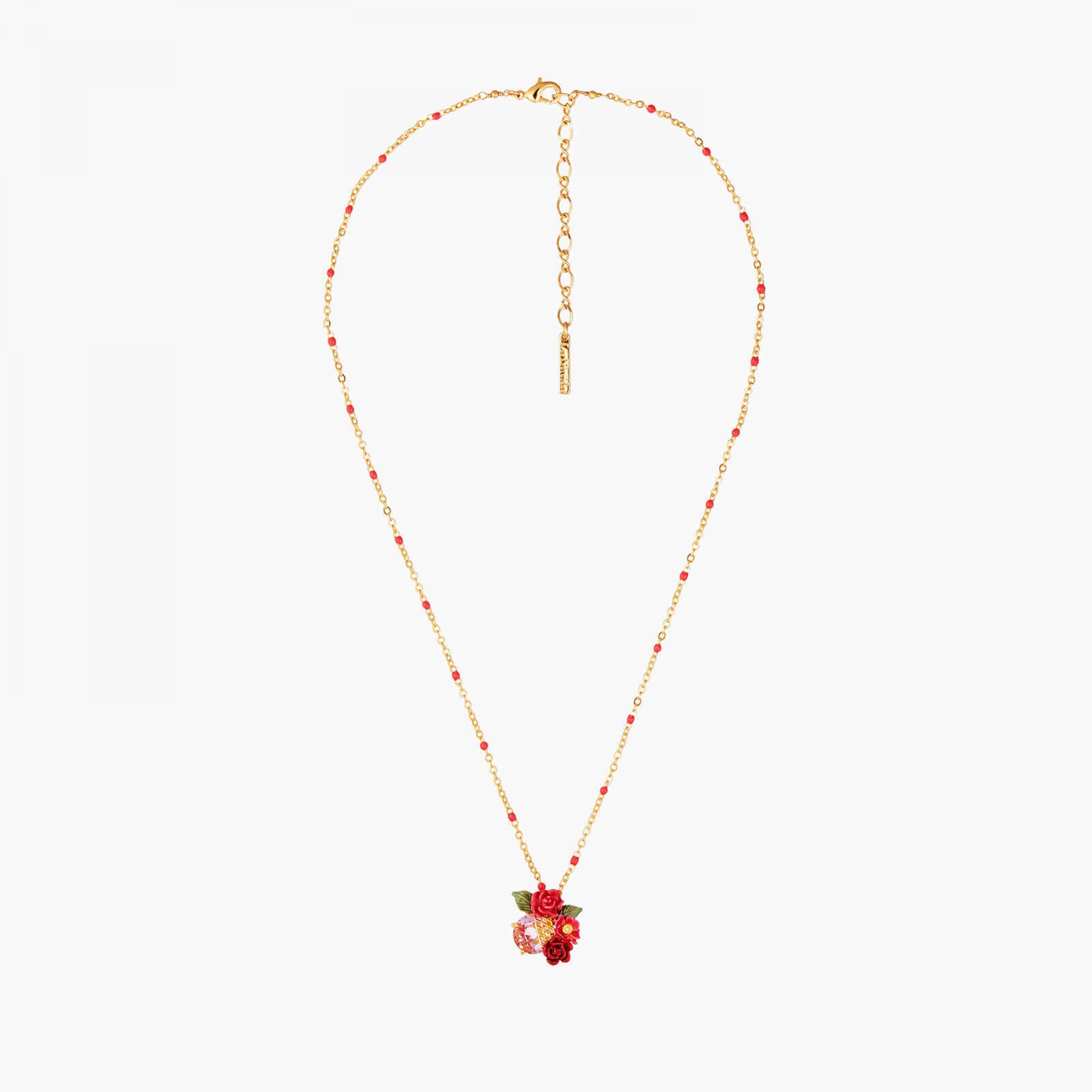 Les Néréides Rose Bouquet and Trellis Pendant Necklace