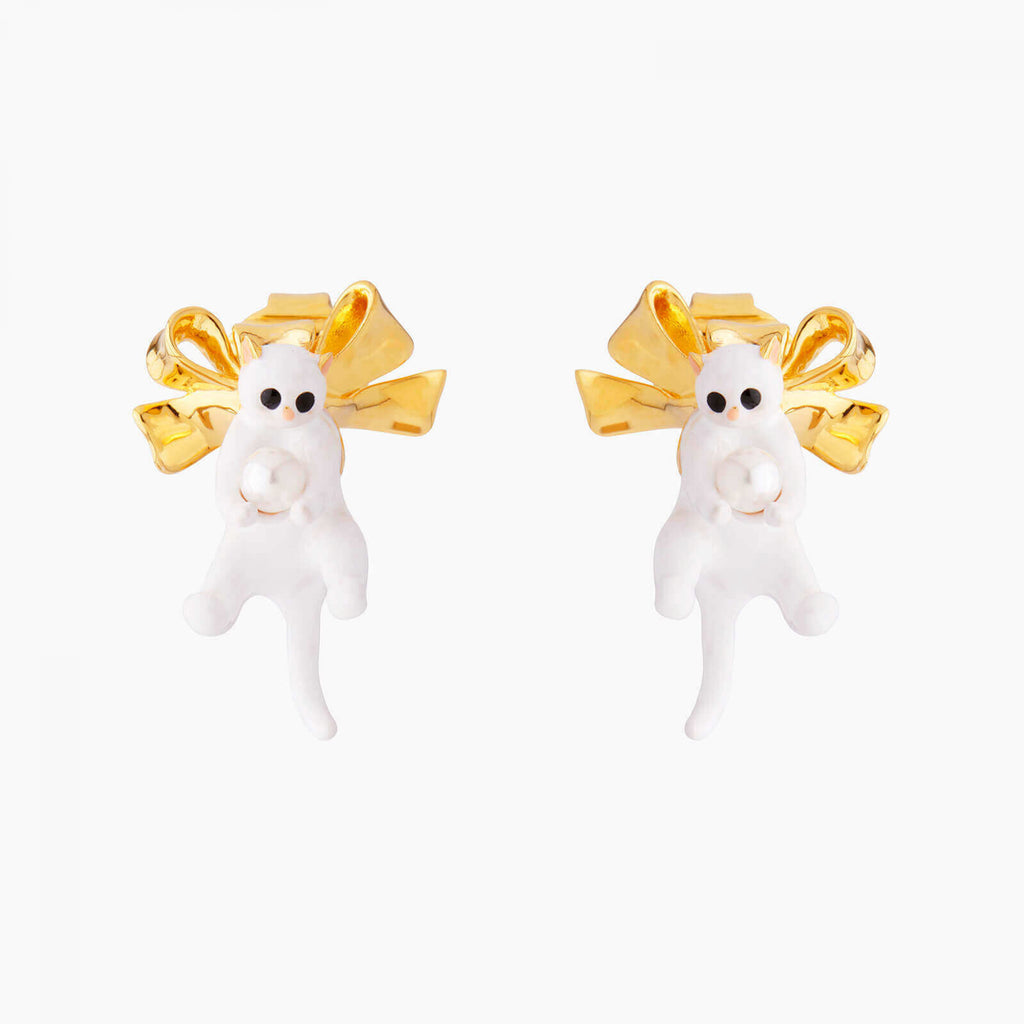 Les Néréides Kitty and Bow Clip on Earrings