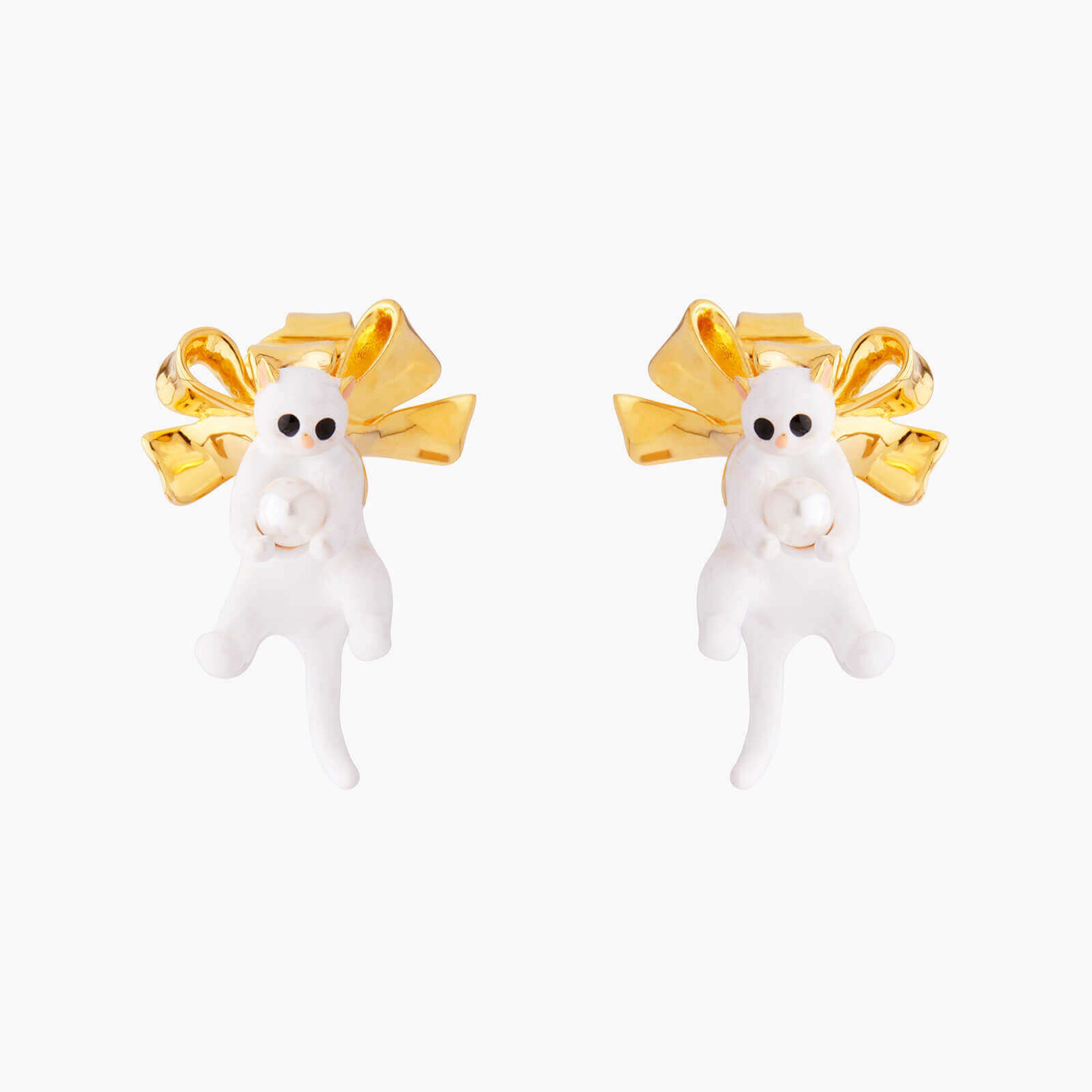 Les Néréides Kitty and Bow Clip on Earrings