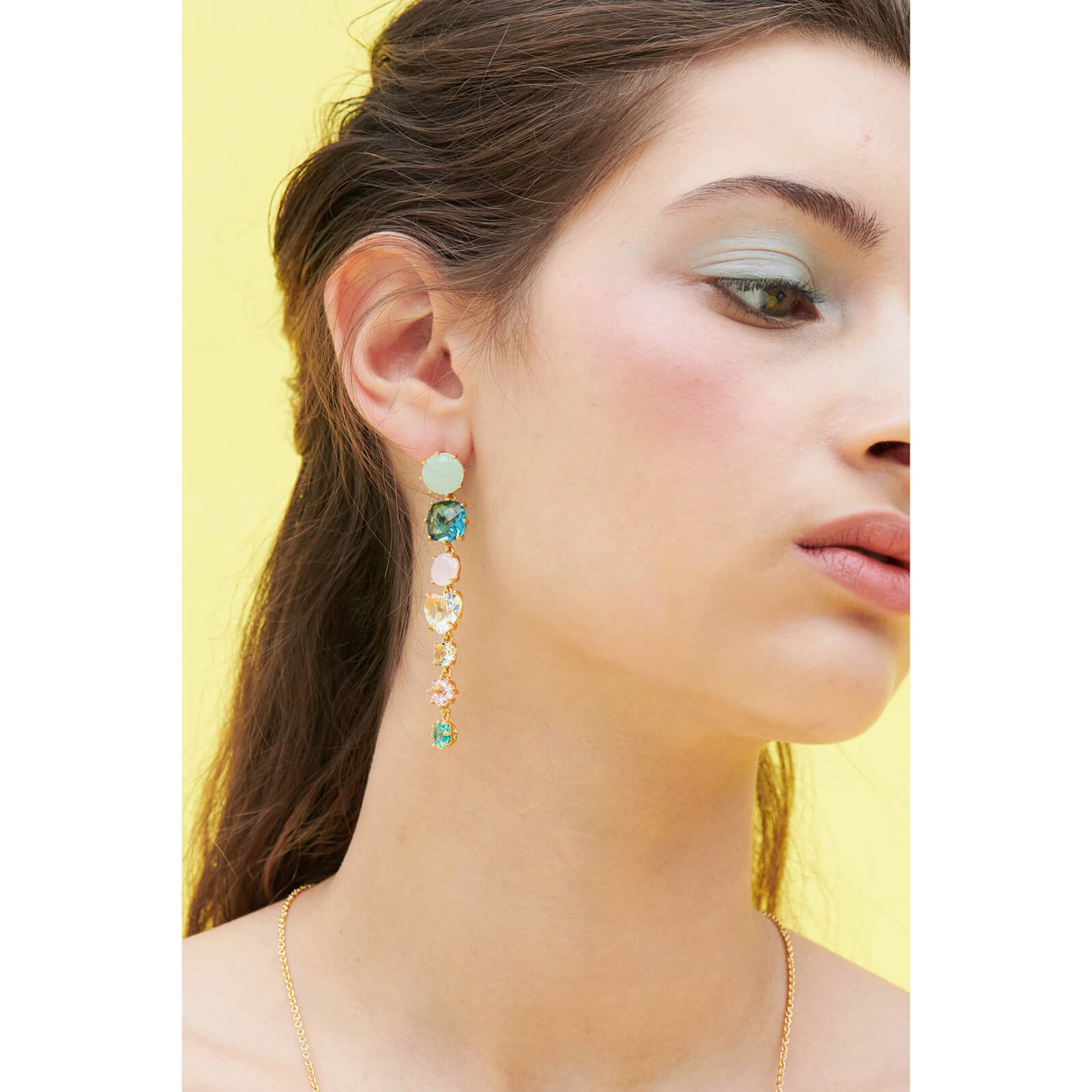 Les Néréides La Diamantine Aqua 7 Stones Earrings
