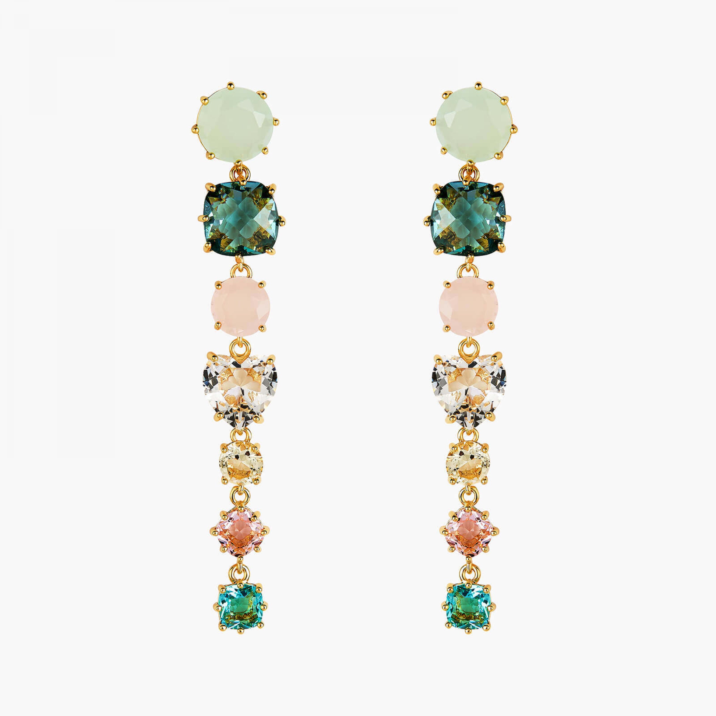 Les Néréides La Diamantine Aqua 7 Stones Earrings