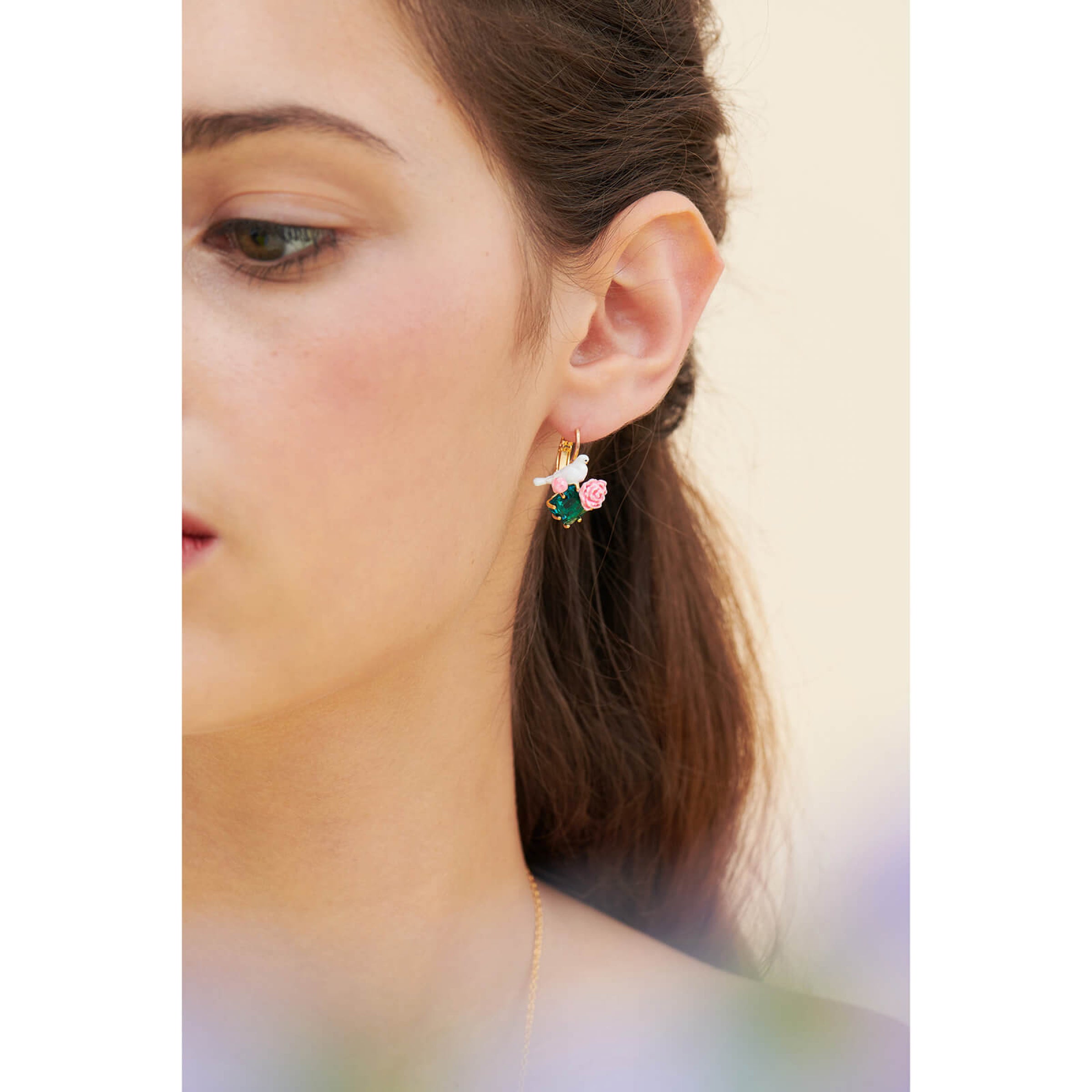 Les Néréides Dove and Peony Earrings