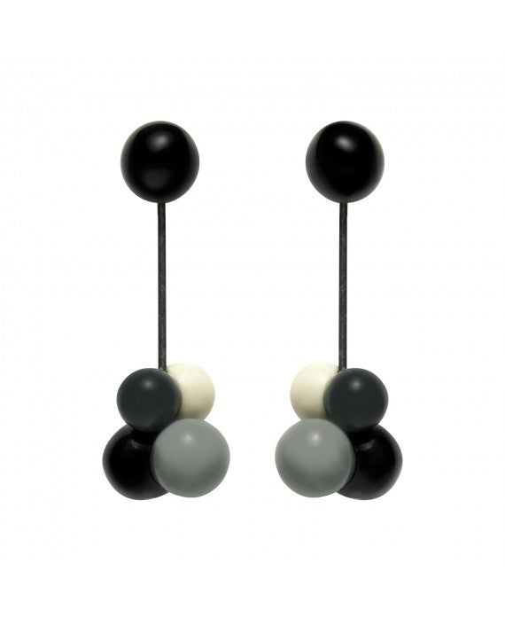 Marion Godart Atom Earrings in Black,White & Gray
