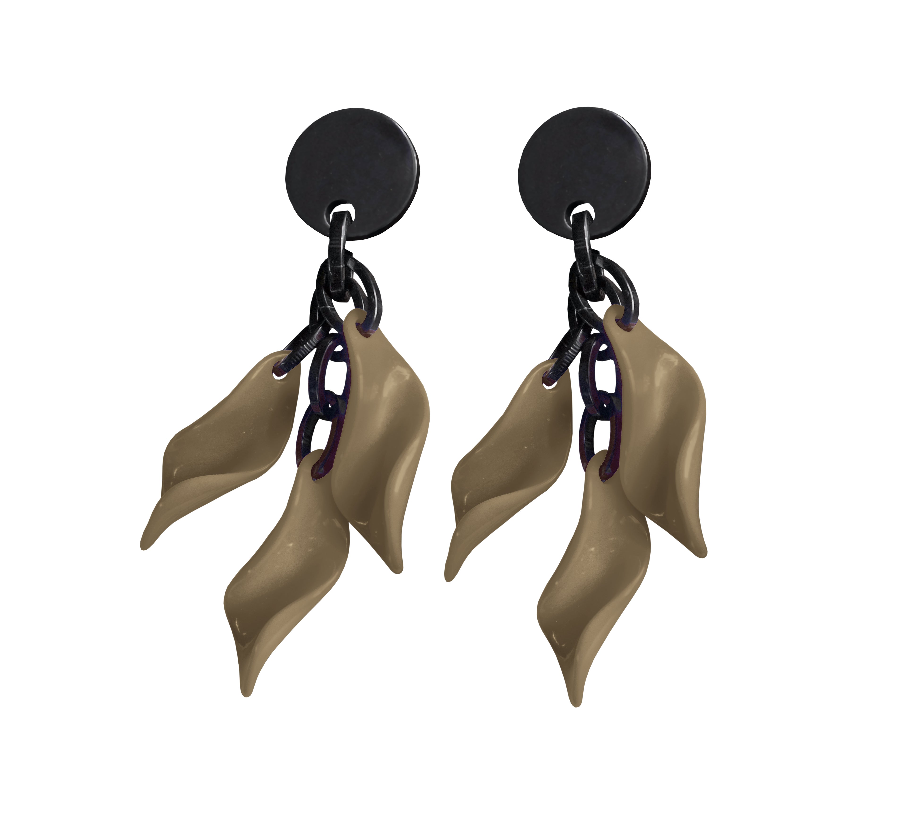 Marion Godart Beige Leaf Earrings