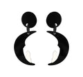 Marion Godart Black & White Cat in the Moon Earrings
