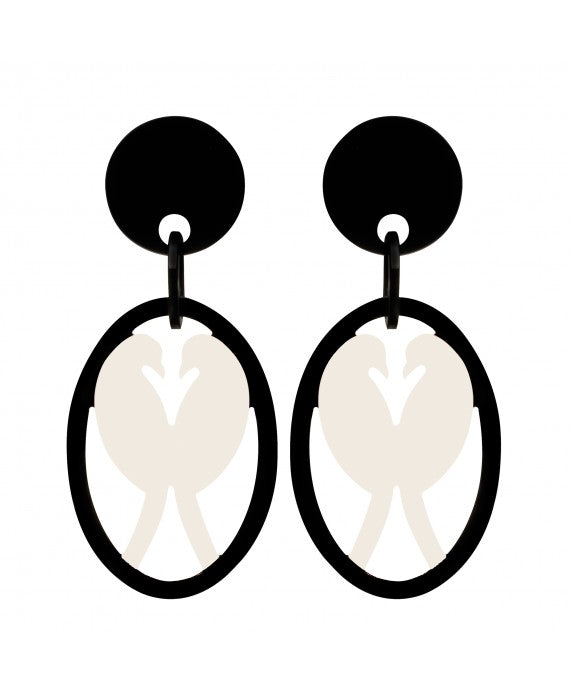 Marion Godart Love Birds Earrings, White Dove