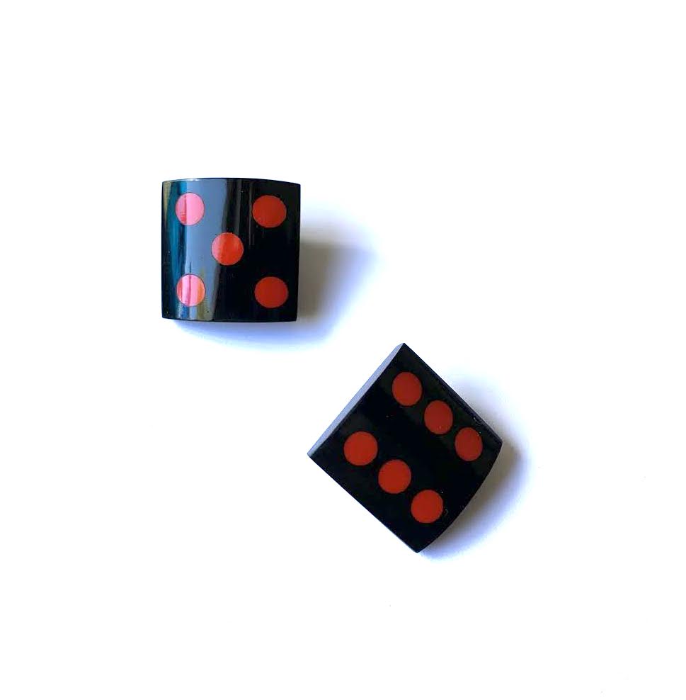 Marion Godart Black & Red Dice Earrings