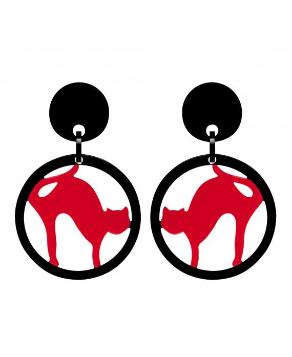Marion Godart Red Cats in Black Hoops