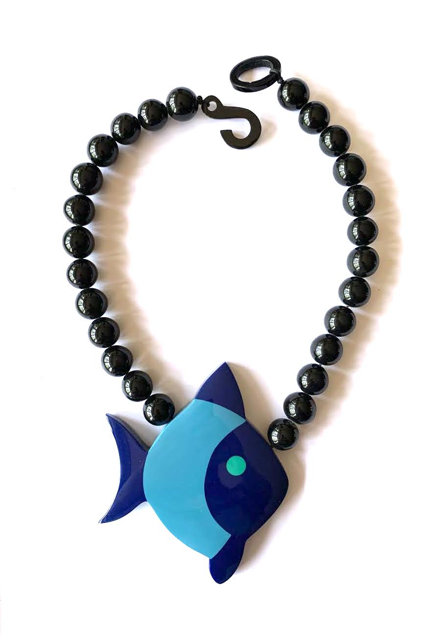 Marion Godart Blue Fish Pendant Necklace