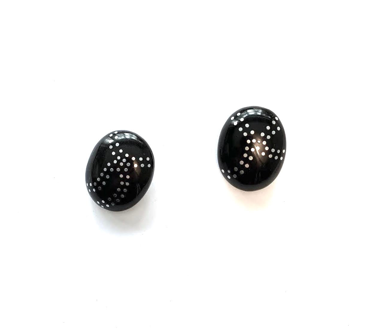 Marion Godart Round Black & Silver Earrings
