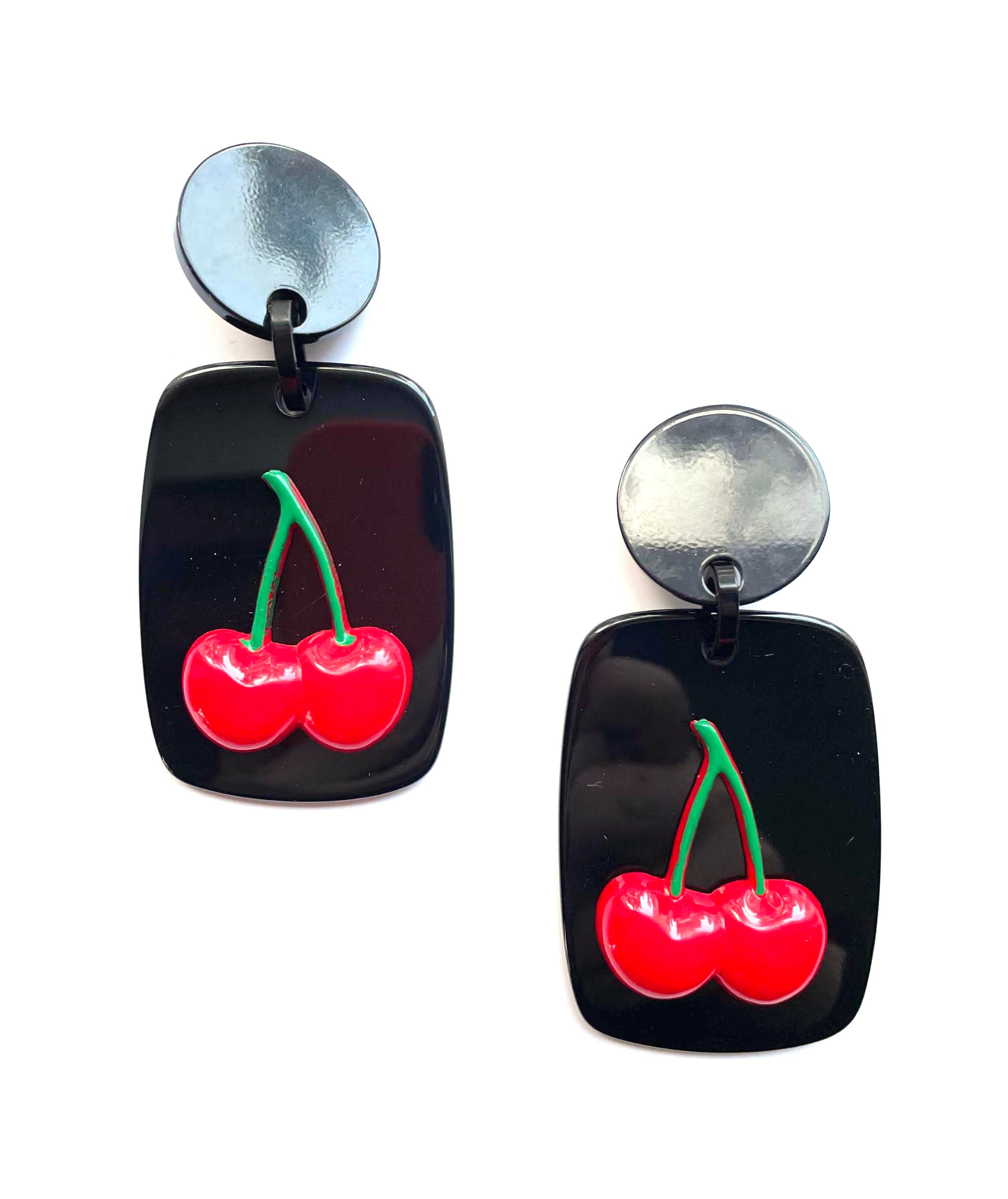 Marion Godart Cherry Earrings with Black Frame