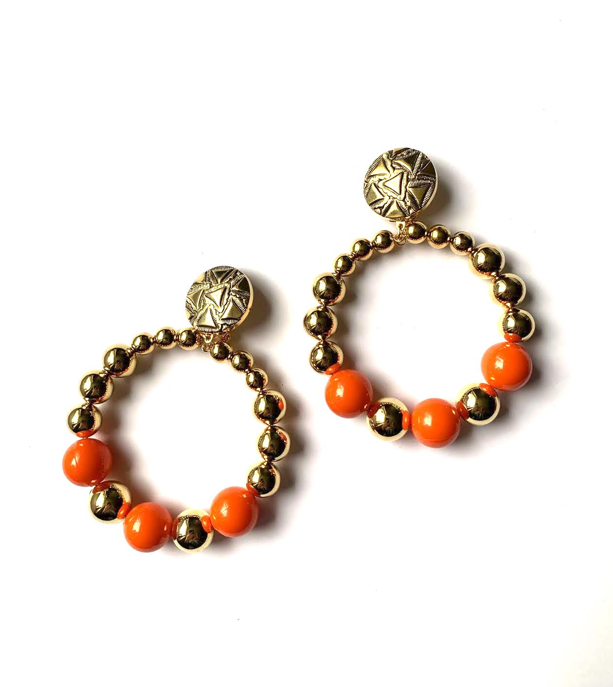 Marion Godart Large Hoop Earrings in Gold & Orange