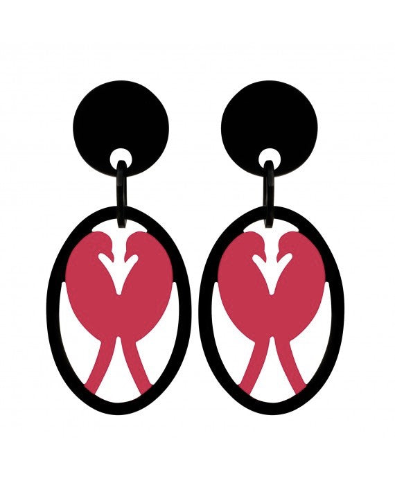 Marion Godart Love Birds Earrings, Red Doves