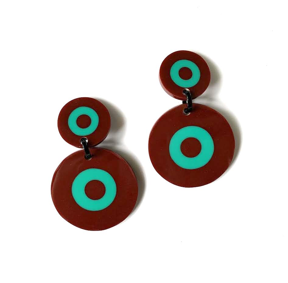 Marion Godart Hypnotic Earrings in Brown & Teal