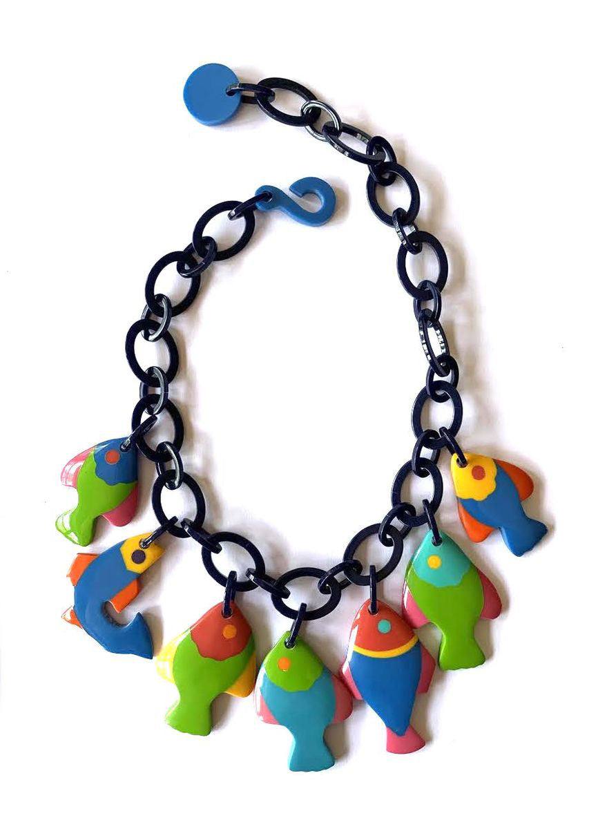 Marion Godart Colorful Necklace with Funny Fishes