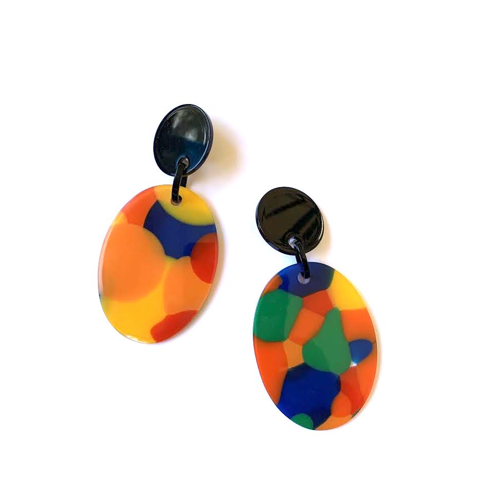 Marion Godart Colorful Long Oval Earrings