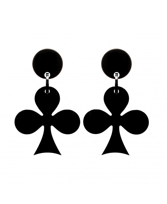 Marion Godart Black Clubs Casino Earrings