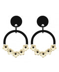 Marion Godart Black & White Flower Hoop Earrings
