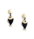 Marion Godart Black & Ivory Fish Earrings