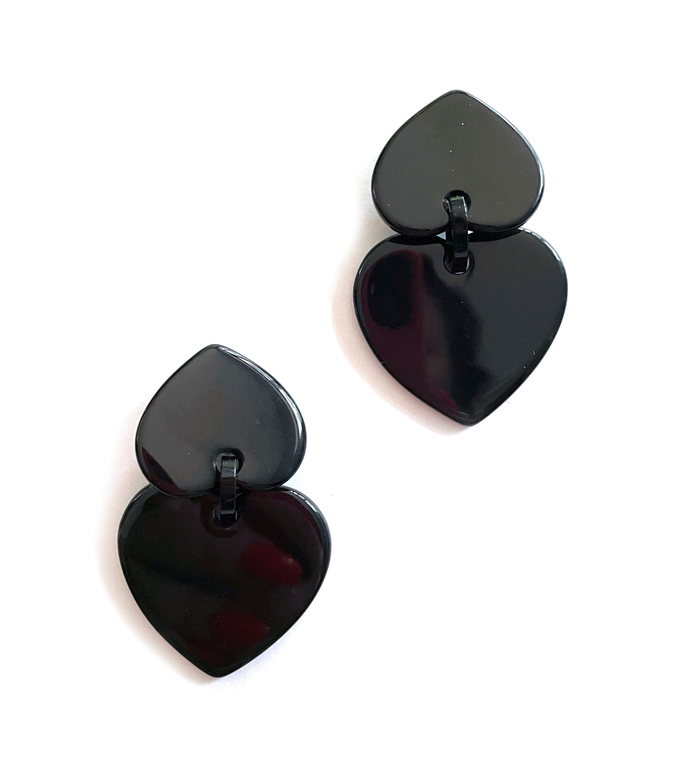 Marion Godart Black Heart Earrings
