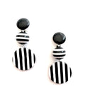 Marion Godart Black & White Striped Long Earrings