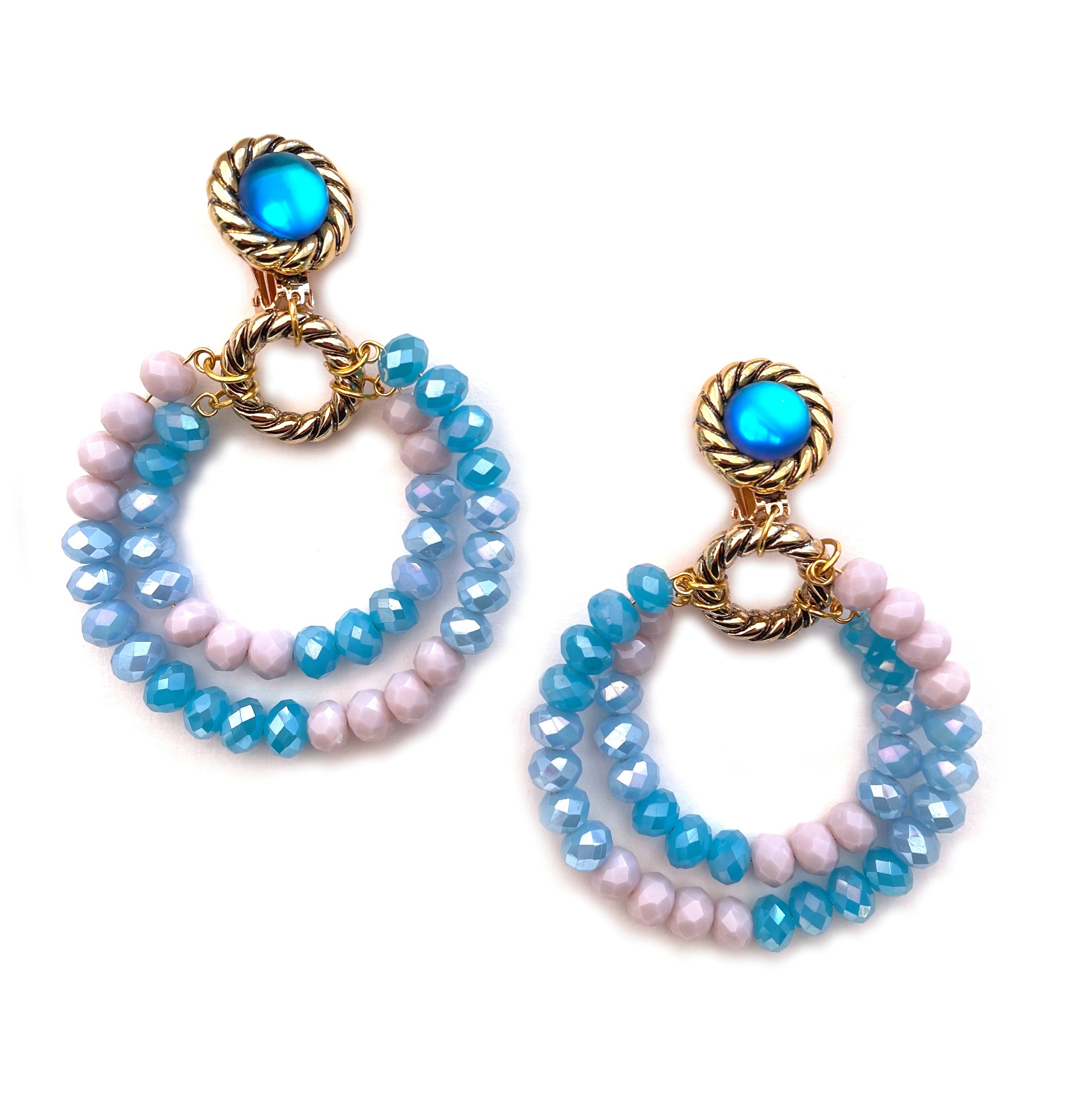 Marion Godart Double Hoop Earrings in Blue