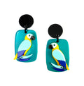 Marion Godart Parrot Earrings with Teal Frame