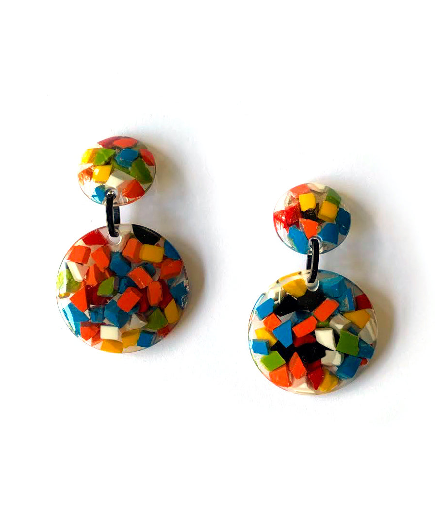 Marion Godart Multicolor Round Mosaic Earrings