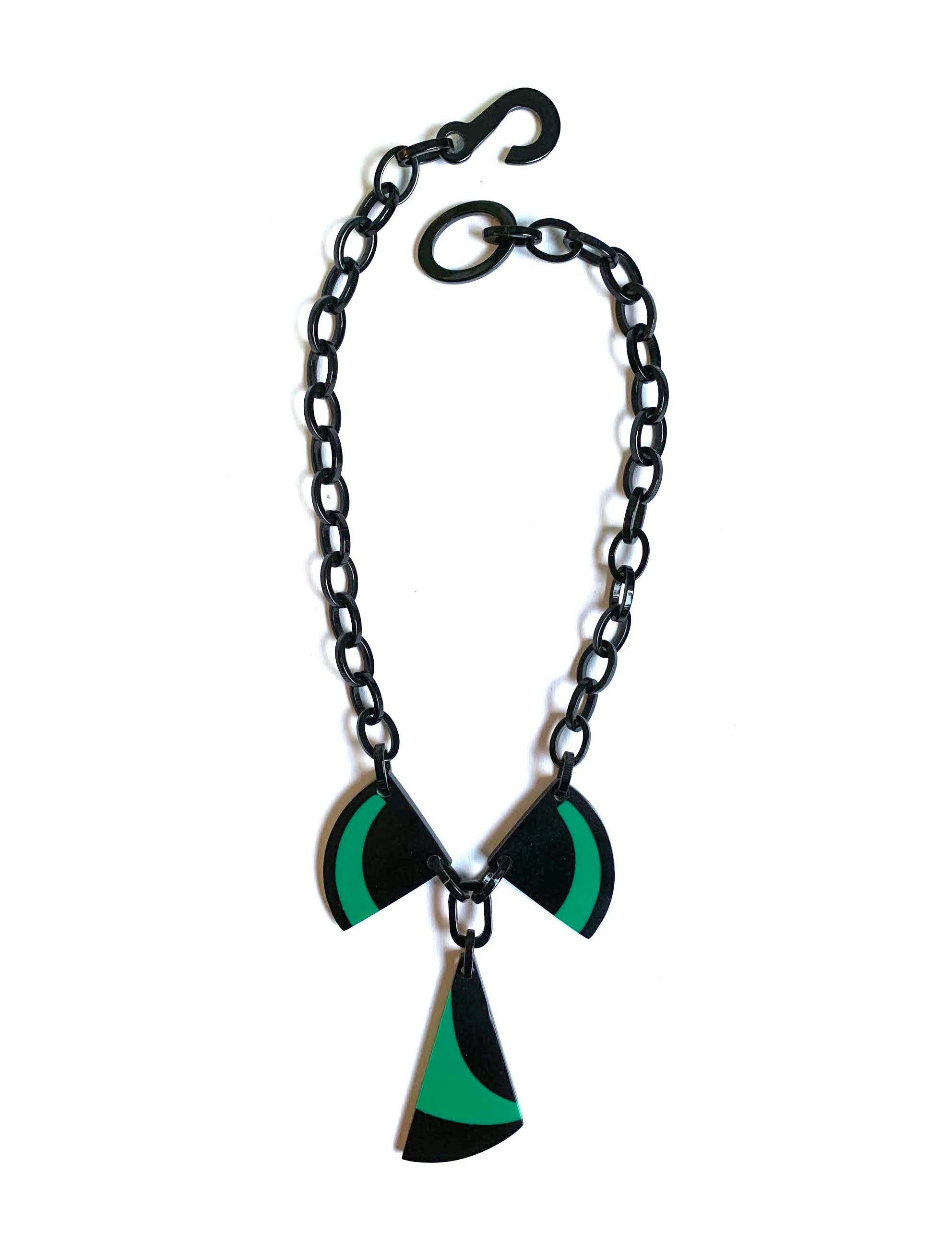Marion Godart Long Green & Black Pendant Necklace