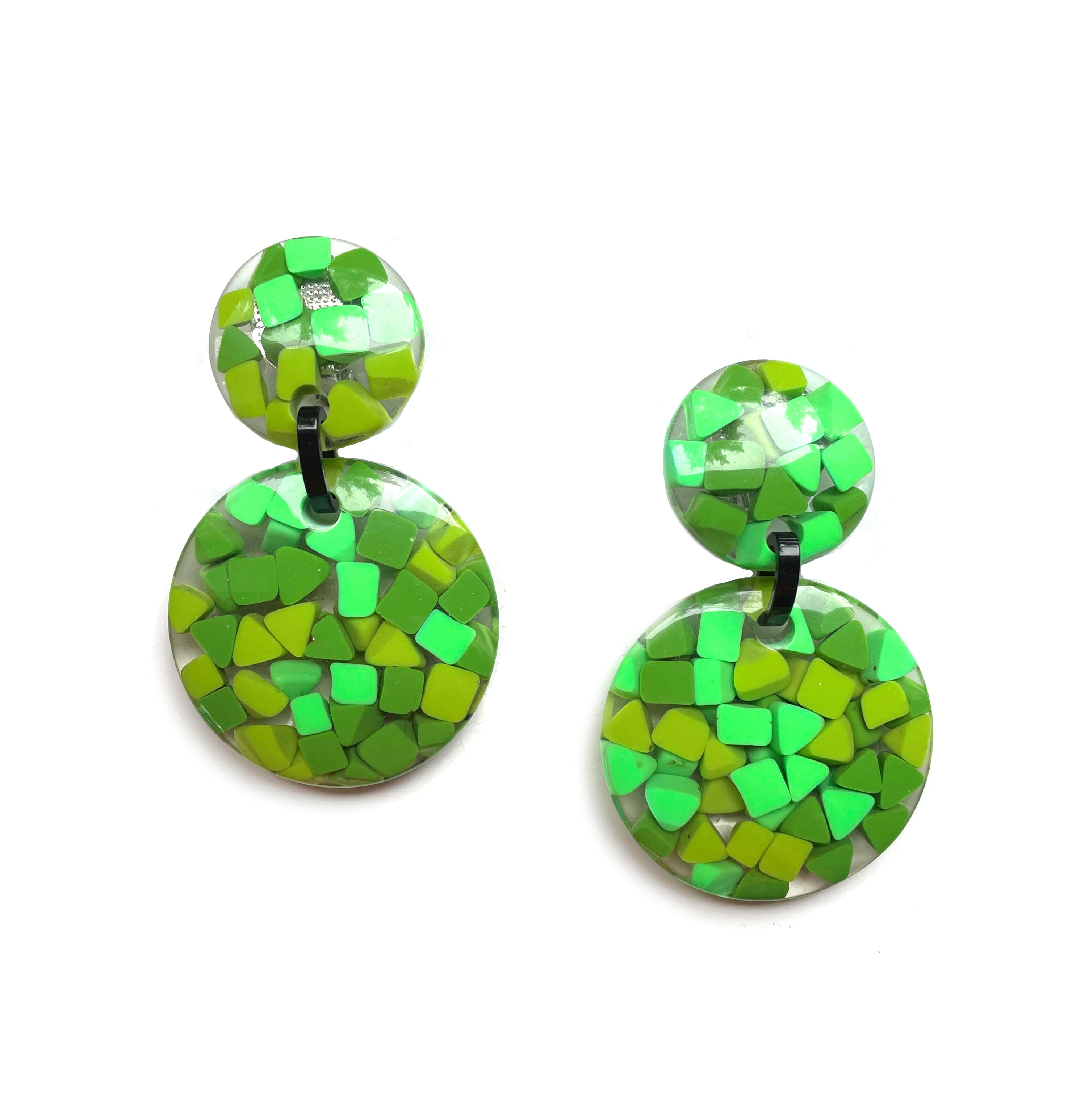 Marion Godart Round Mosaic Earrings in Green
