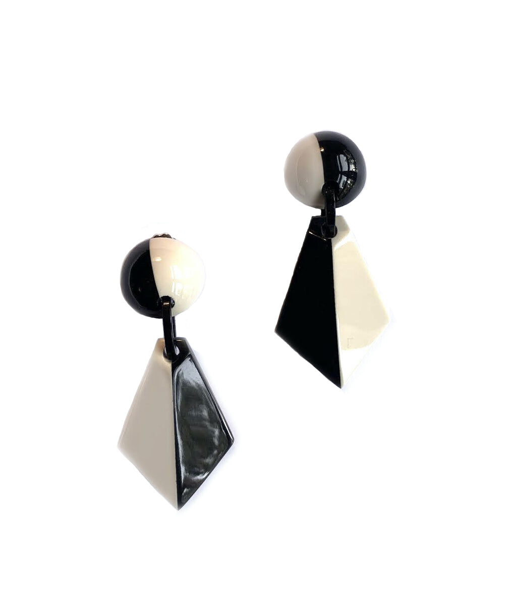 Marion Godart Black & Ivory Harlequin Earrings