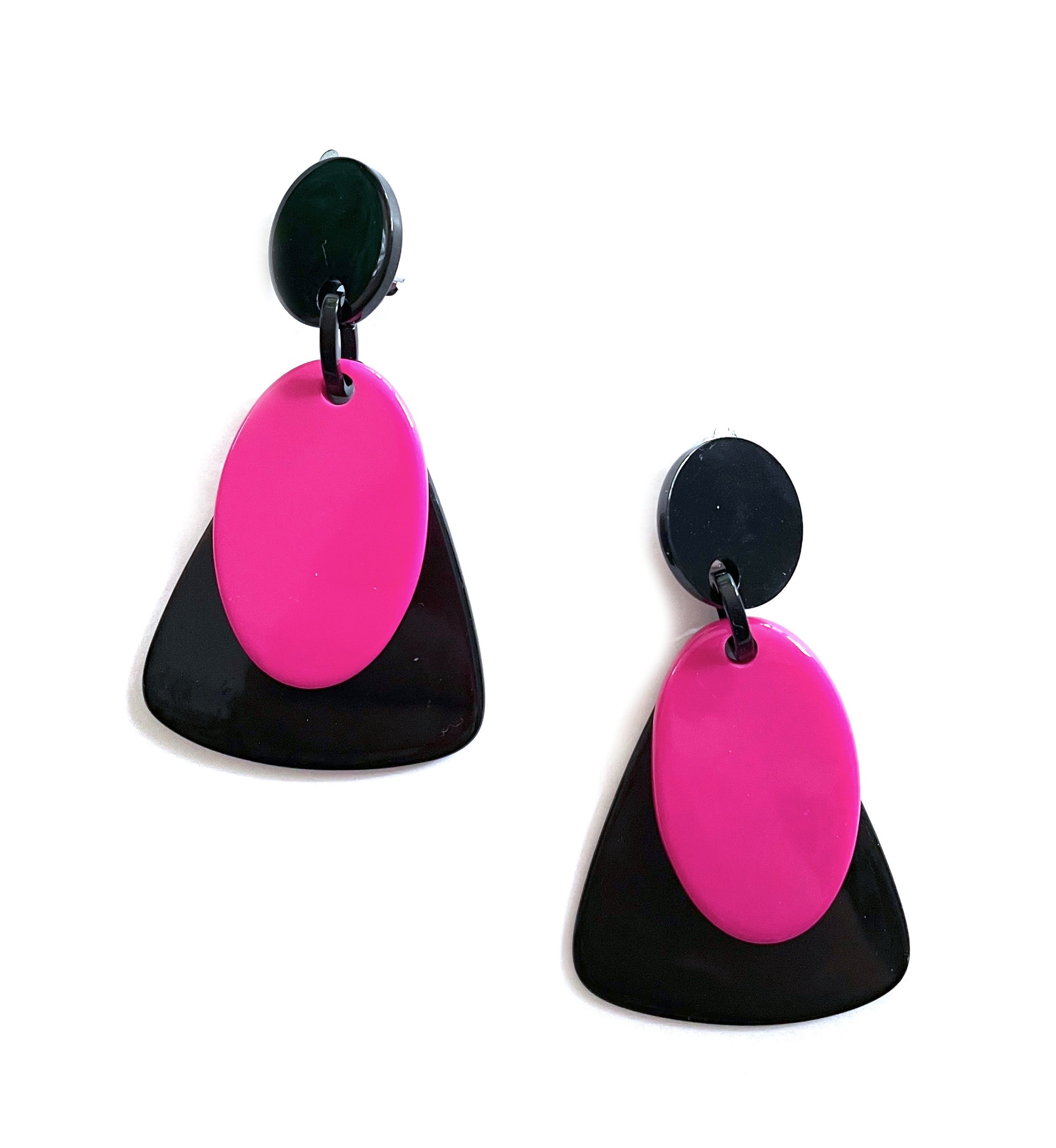 Marion Godart Pink & Black Resin Earrings