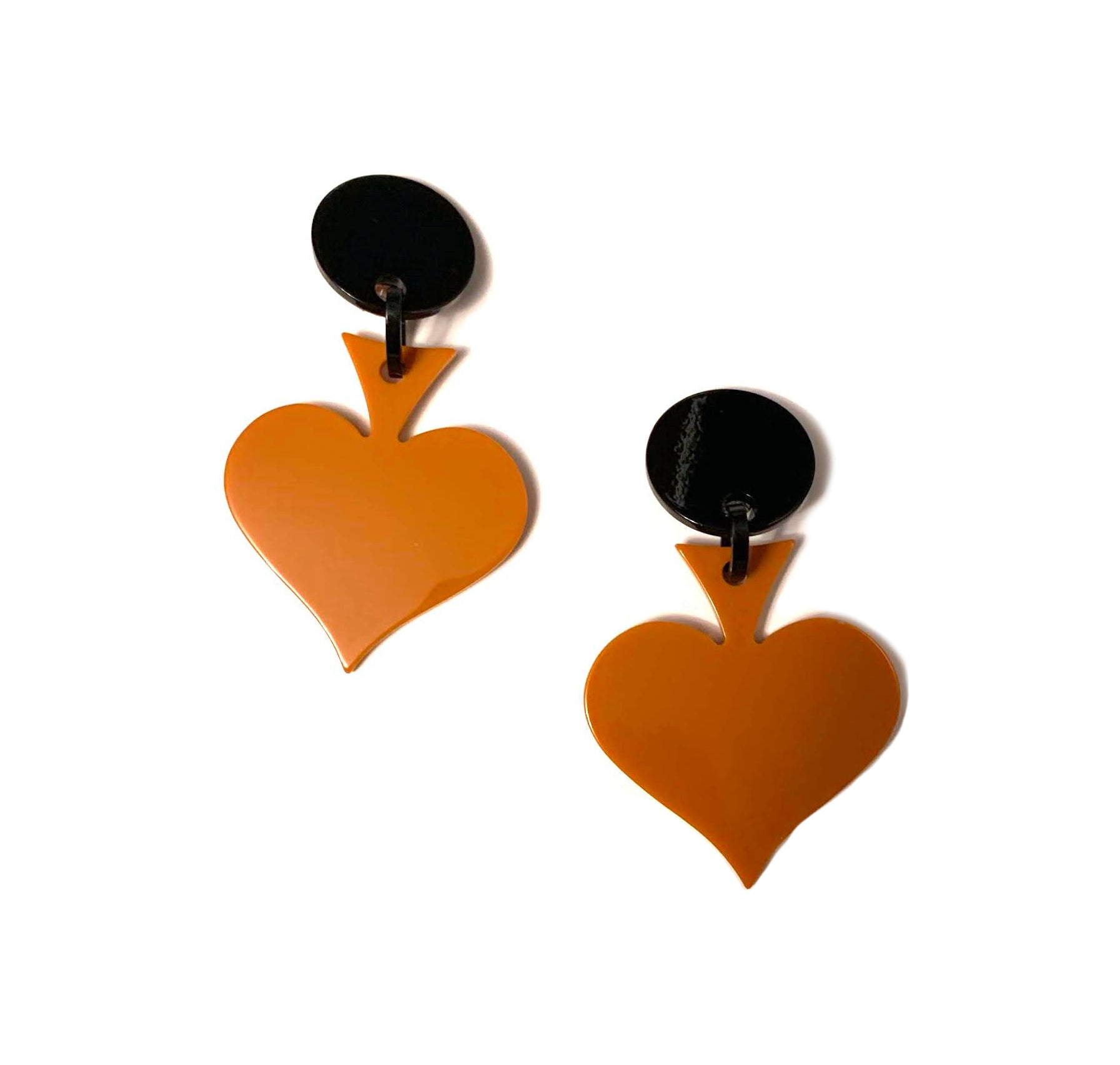 Marion Godart Brown Hearts Casino Earrings