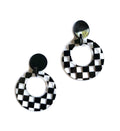 Marion Godart Large Clear Resin Hoop Earrings with Chess Pattern
