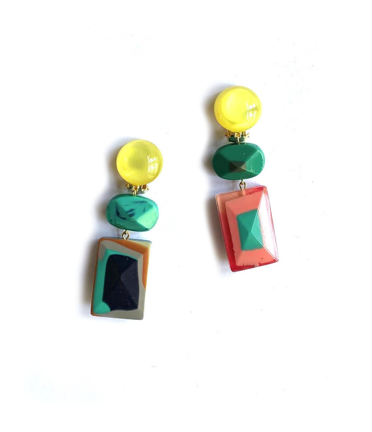 Marion Godart Multicolor Harlequin Earrings, Yellow