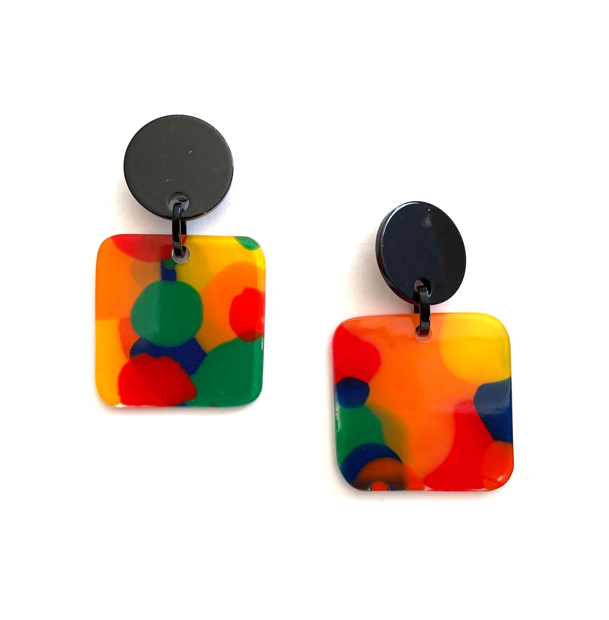 Marion Godart Colorful Retro Rectangular Earrings