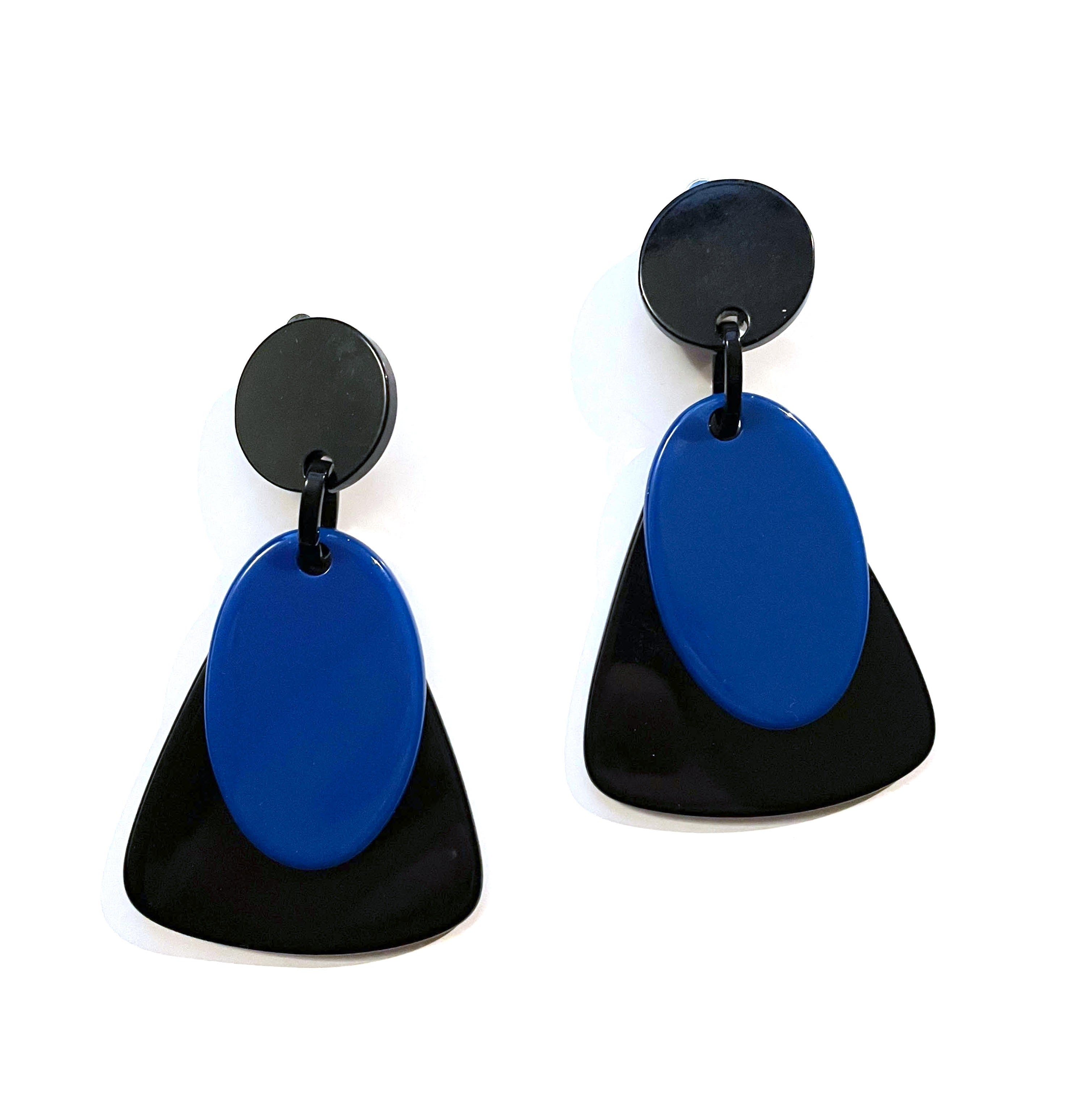 Marion Godart Blue & Black Resin Earrings