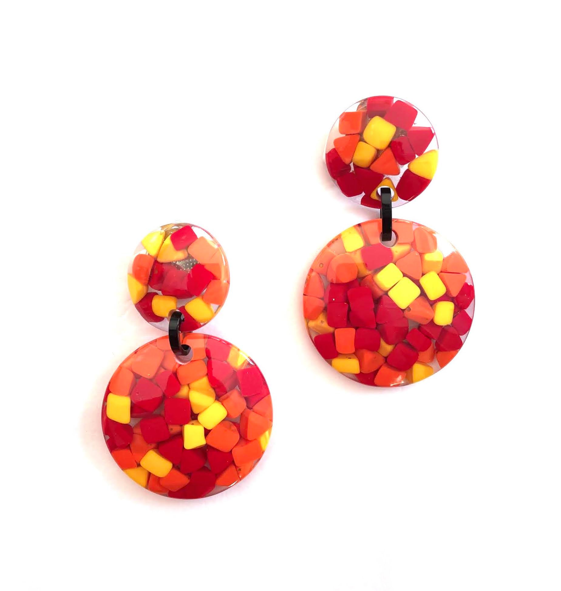 Marion Godart Round Mosaic Earrings, Sangria