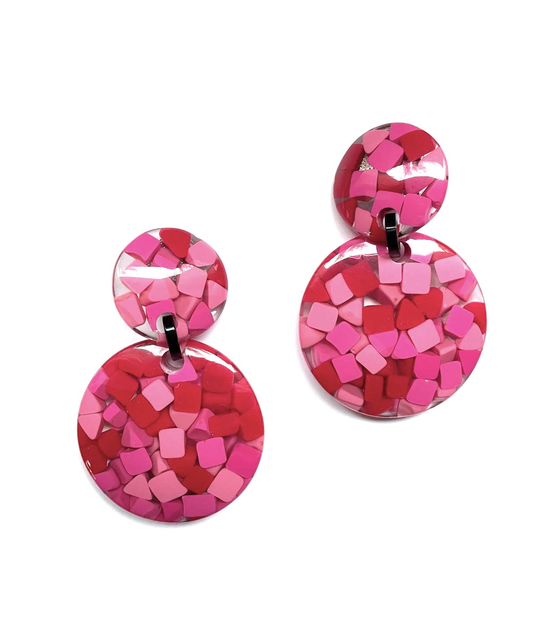 Marion Godart Round Mosaic Earrings in Pink