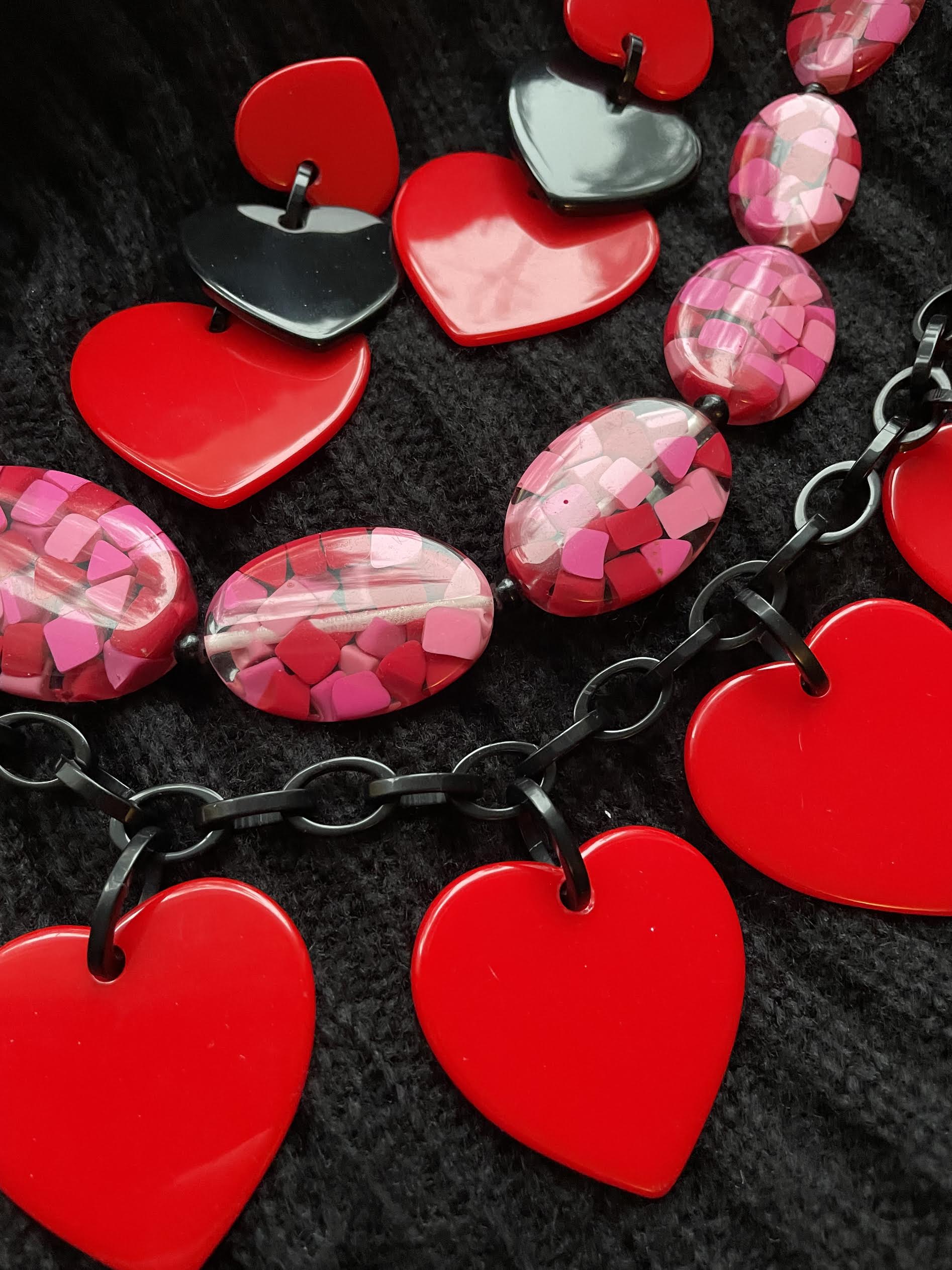 Marion Godart Red & Black Heart Earrings