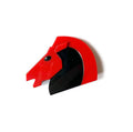 Marion Godart Red & Black Horse Brooch