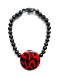Marion Godart Red & Black Round Pendant Necklace