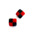 Marion Godart Earrings in Red & Black Checkered Patterns