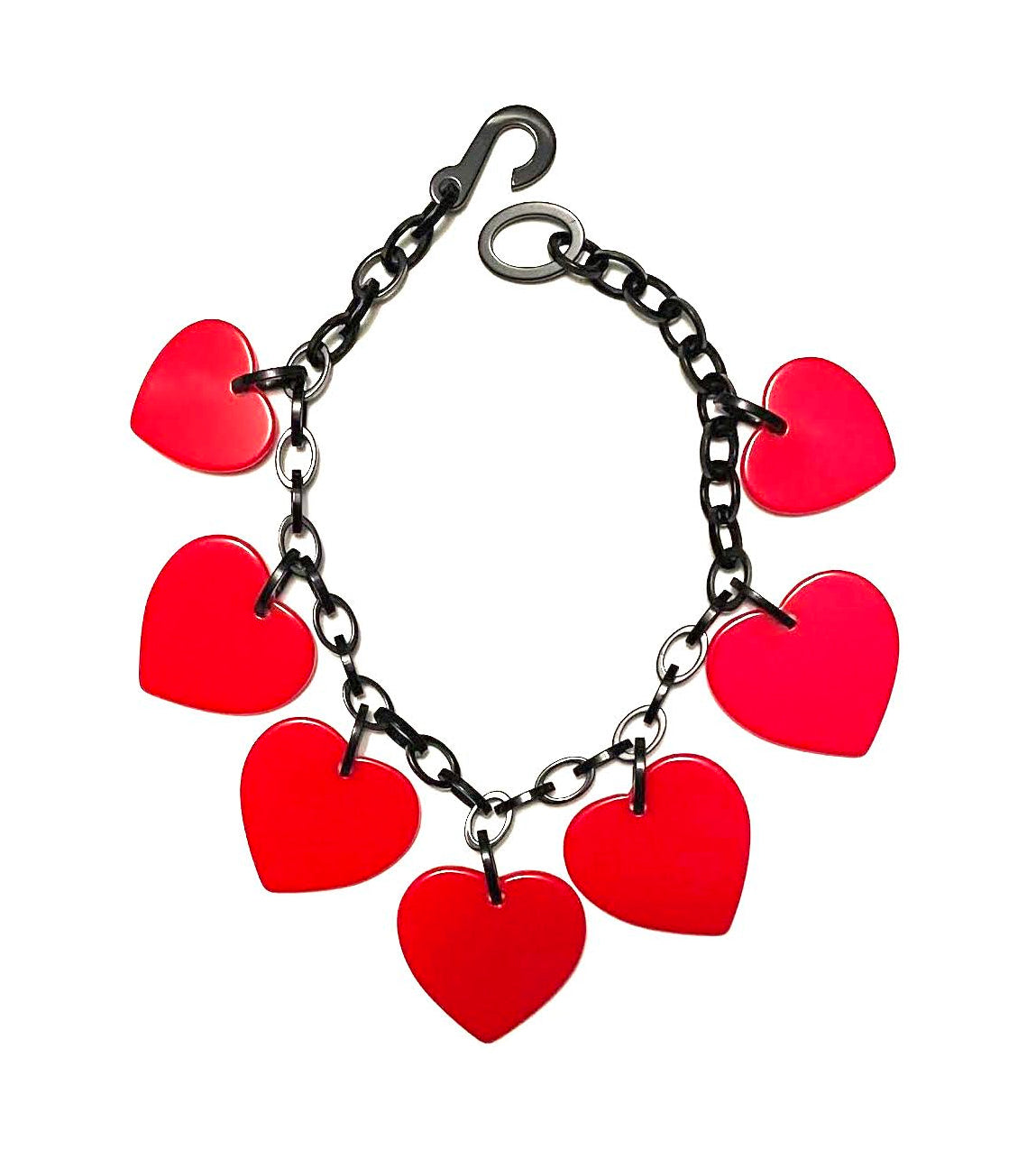 Marion Godart Necklace with Big Red Hearts