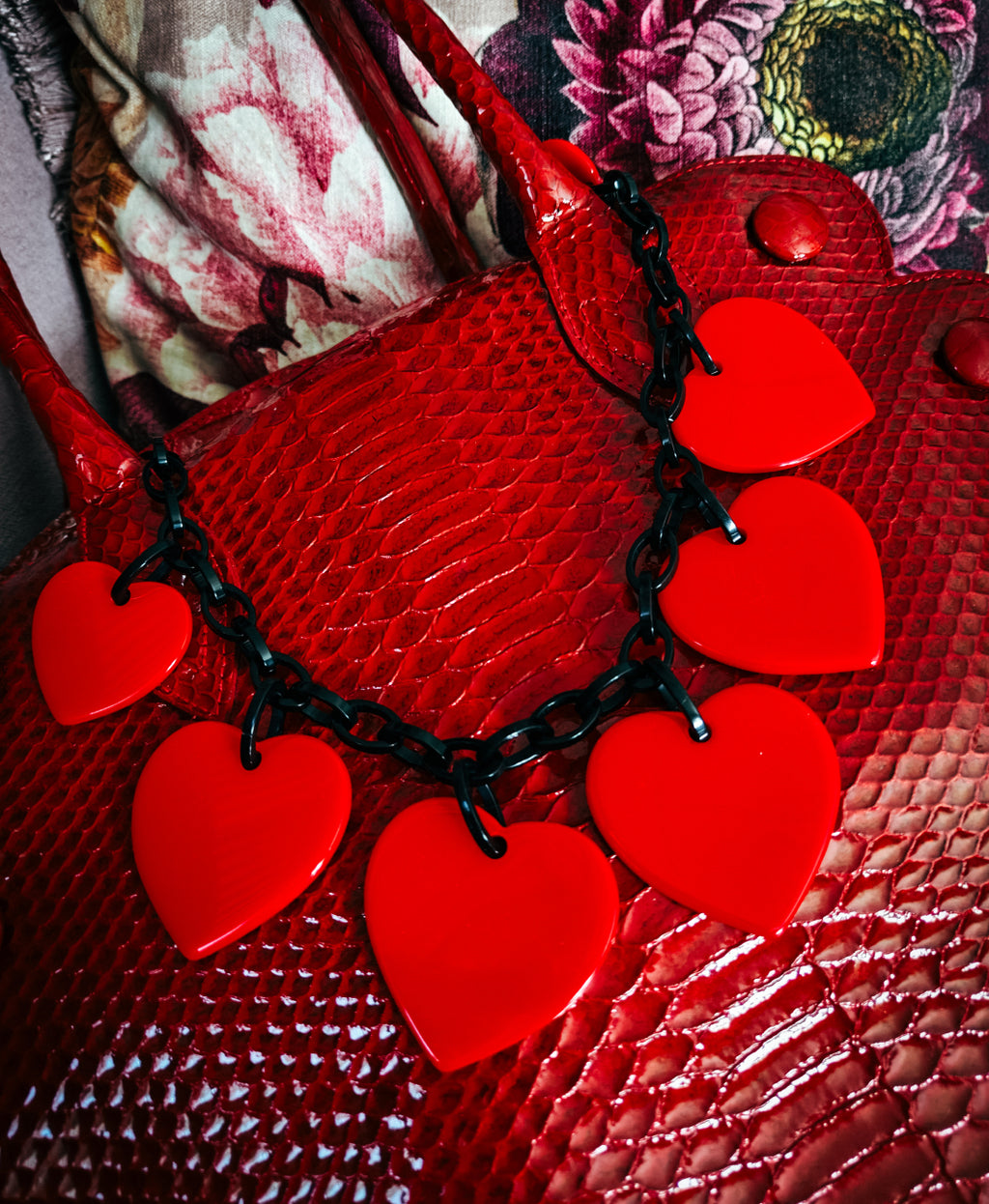 Marion Godart Necklace with Big Red Hearts