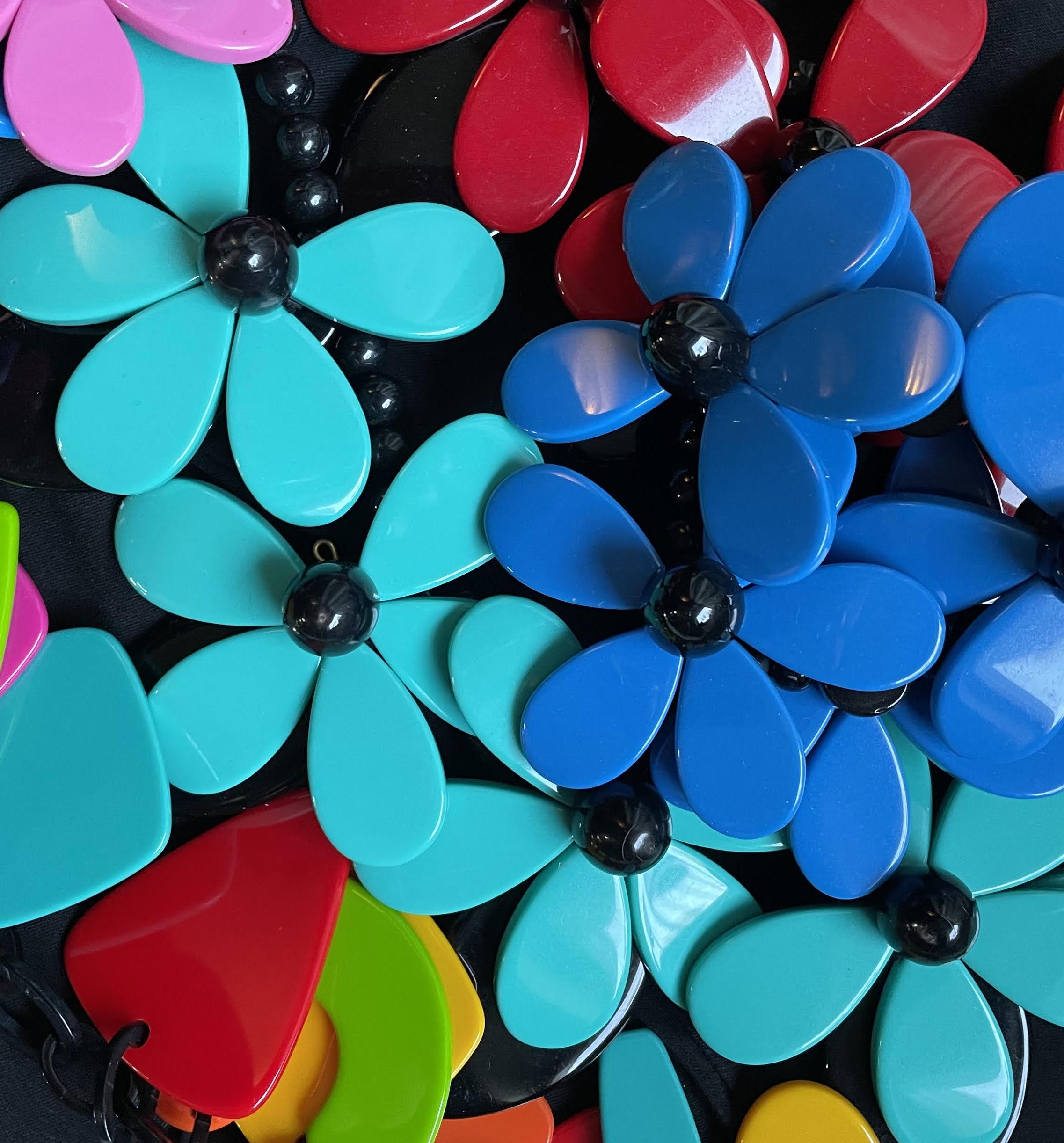 Marion Godart Turquoise & Black Flower Power Earrings