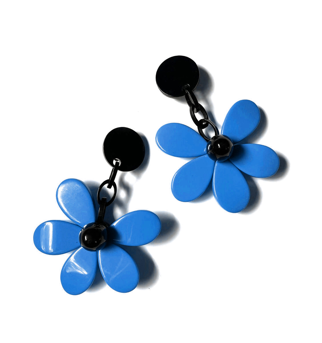 Marion Godart Blue & Black Flower Power Earrings