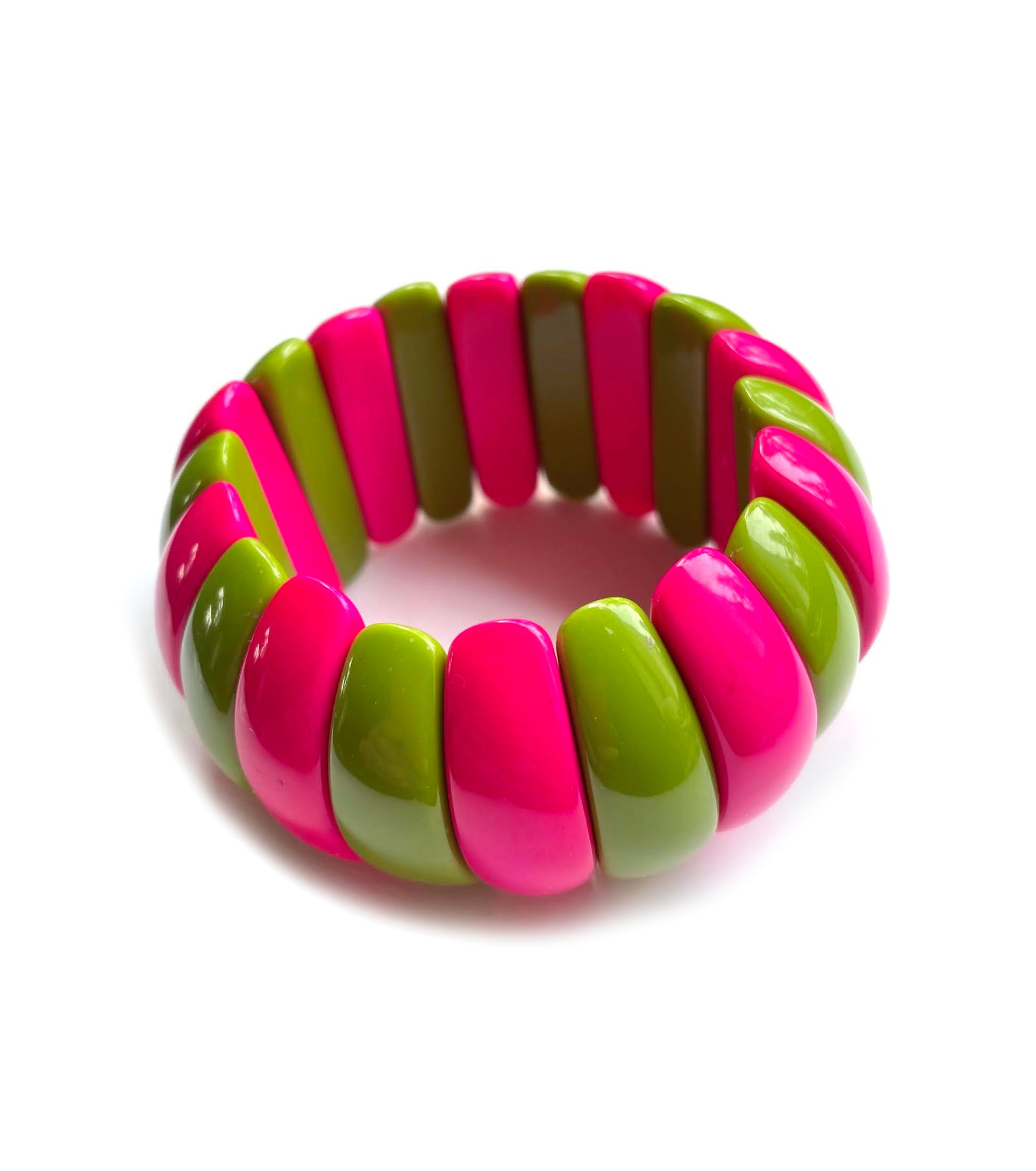 Marion Godart Striped Bracelet in Neon Pink & Lime Green