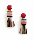 Marion Godart Pop Art Earrings in Striped Resin, red