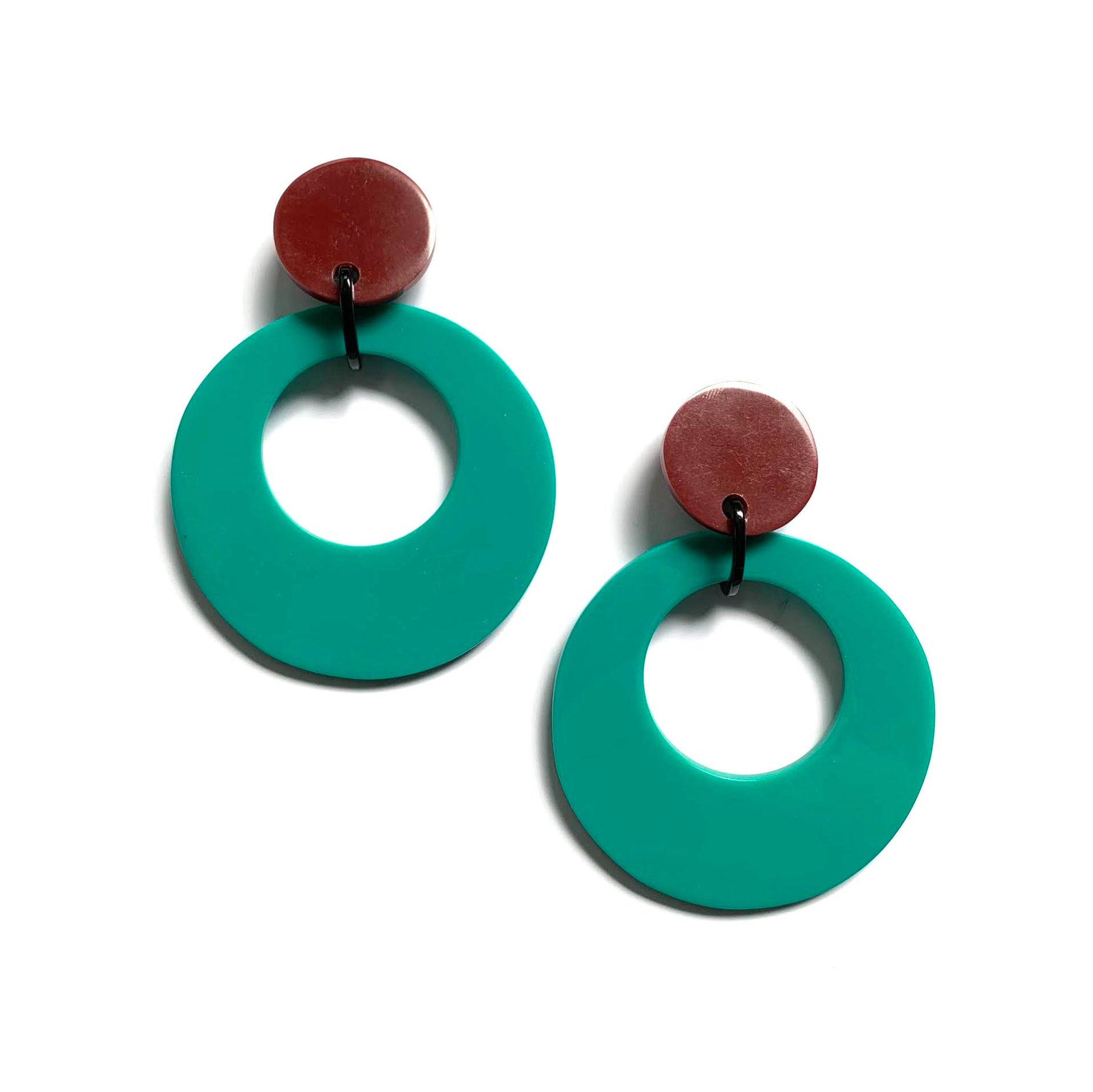 Marion Godart Huge Turquoise Retro Hoop Earrings